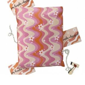 20 (12 x 15.5) Large Pink Waves w/ Daisies Poly Mailers Poly Bags Shipping Bags